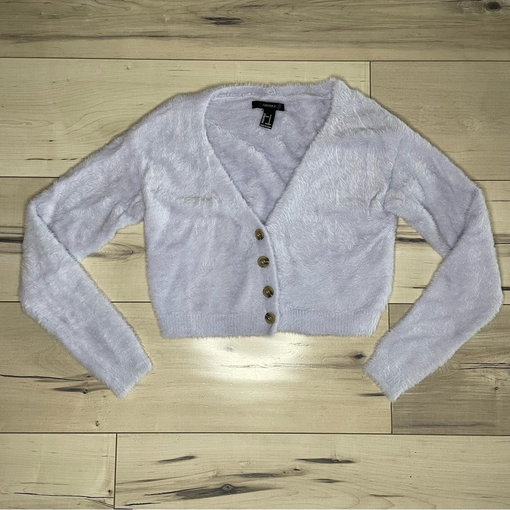 Fairy Cottagecore Lilac Fluffy Cropped Cardigan size S